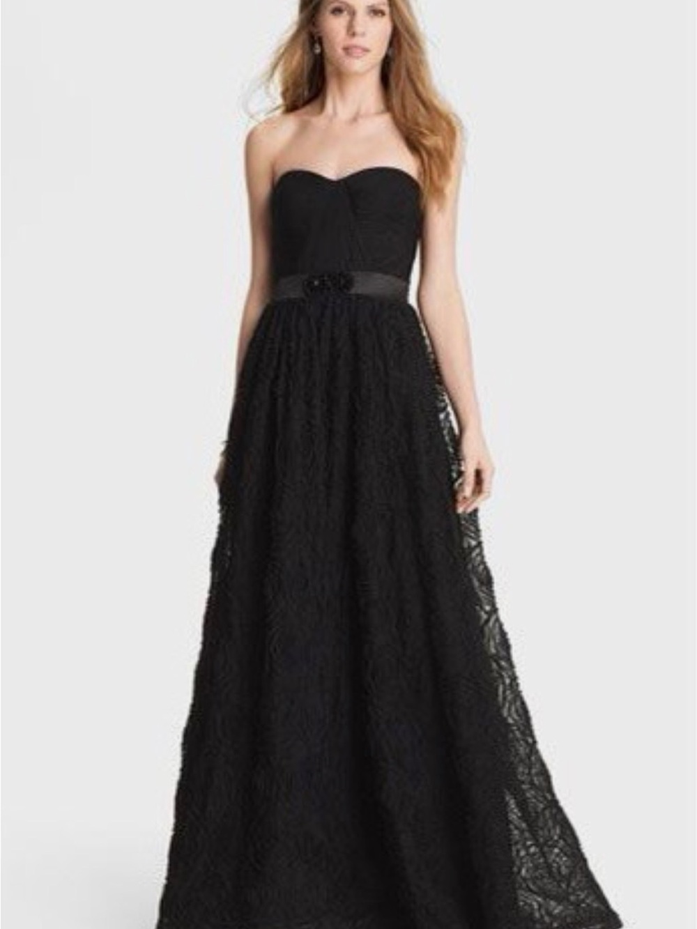 NEW Adrianna Papell Strapless Black Lace Ball Gown size 6